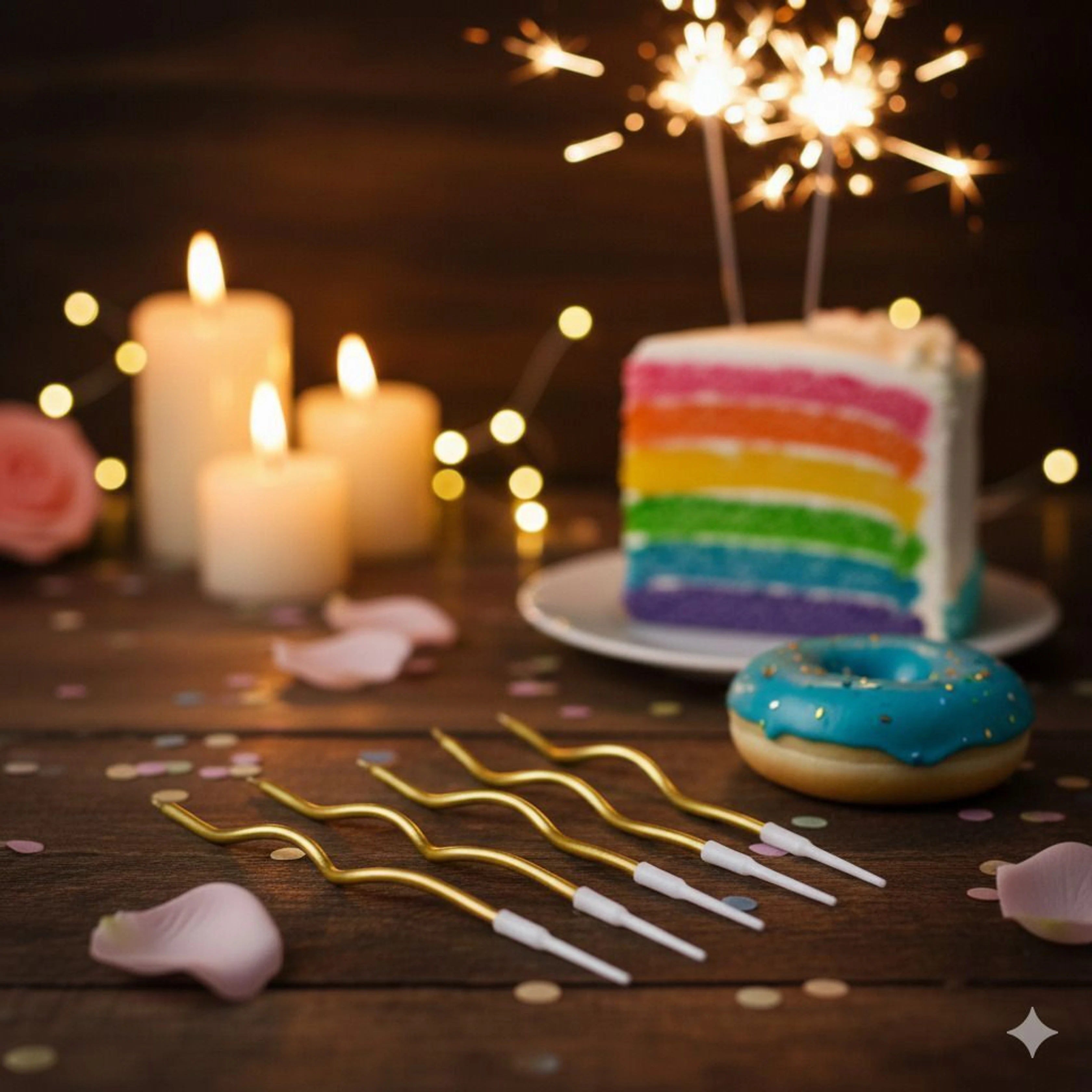AnoraCraft Birthday Candles Set Metallic Curly Coil Candles with Holders Candle (Gold, Pack of 6)